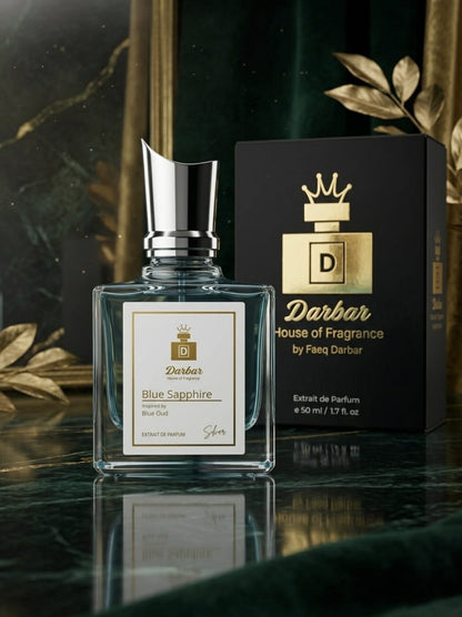 Blue Sapphire unisex oud perfume bottle by Darbar Fragrance Pakistan